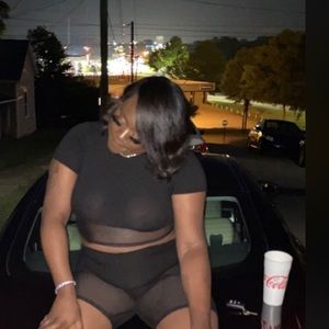 A sheer two piece pants set